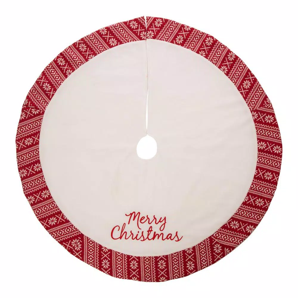 Glitzhome 48 In. D White Fleece Christmas Tree Skirt – Merry Christmas 1 Glitzhome 48 In. D White Fleece Christmas Tree Skirt – Merry Christmas