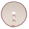 Glitzhome 52 In. D Knitted Polyester White Christmas Tree Skirt With Red Trim And Pompom