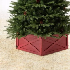 Glitzhome 22 In. L Red Wooden Tree Collar(KD) 6 Glitzhome 22 In. L Red Wooden Tree Collar(KD) -Christmas decorations shop glitzhome christmas tree skirts collars 2004600005 4f 1000