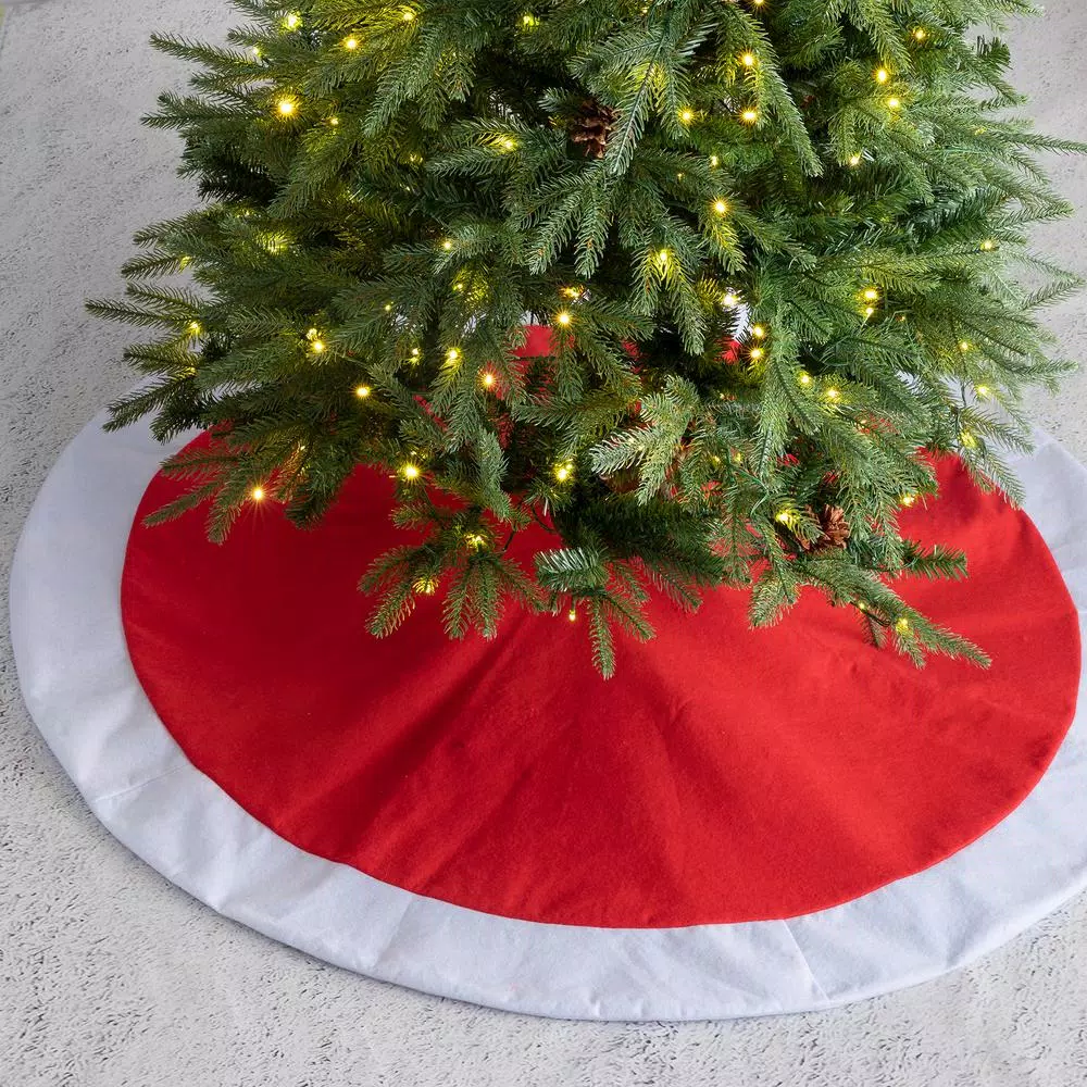 Glitzhome 48 In. D Red And White Felt Christmas Tree Skirt 6 Glitzhome 48 In. D Red And White Felt Christmas Tree Skirt - Image 6