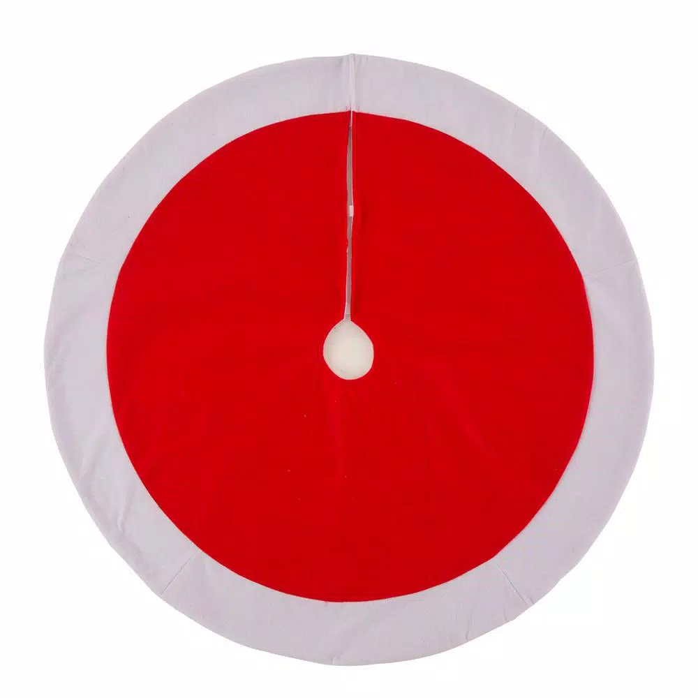 Glitzhome 48 In. D Red And White Felt Christmas Tree Skirt 1 Glitzhome 48 In. D Red And White Felt Christmas Tree Skirt