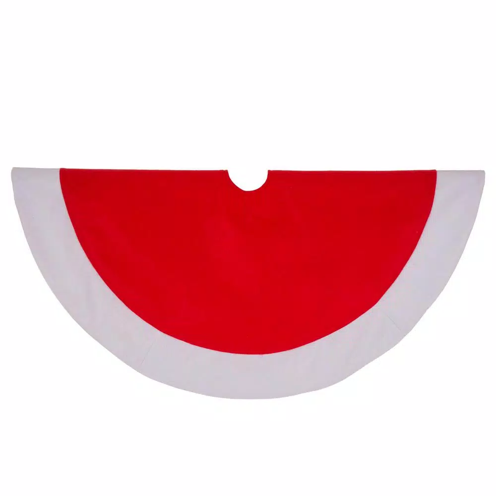 Glitzhome 48 In. D Red And White Felt Christmas Tree Skirt 2 Glitzhome 48 In. D Red And White Felt Christmas Tree Skirt - Image 2