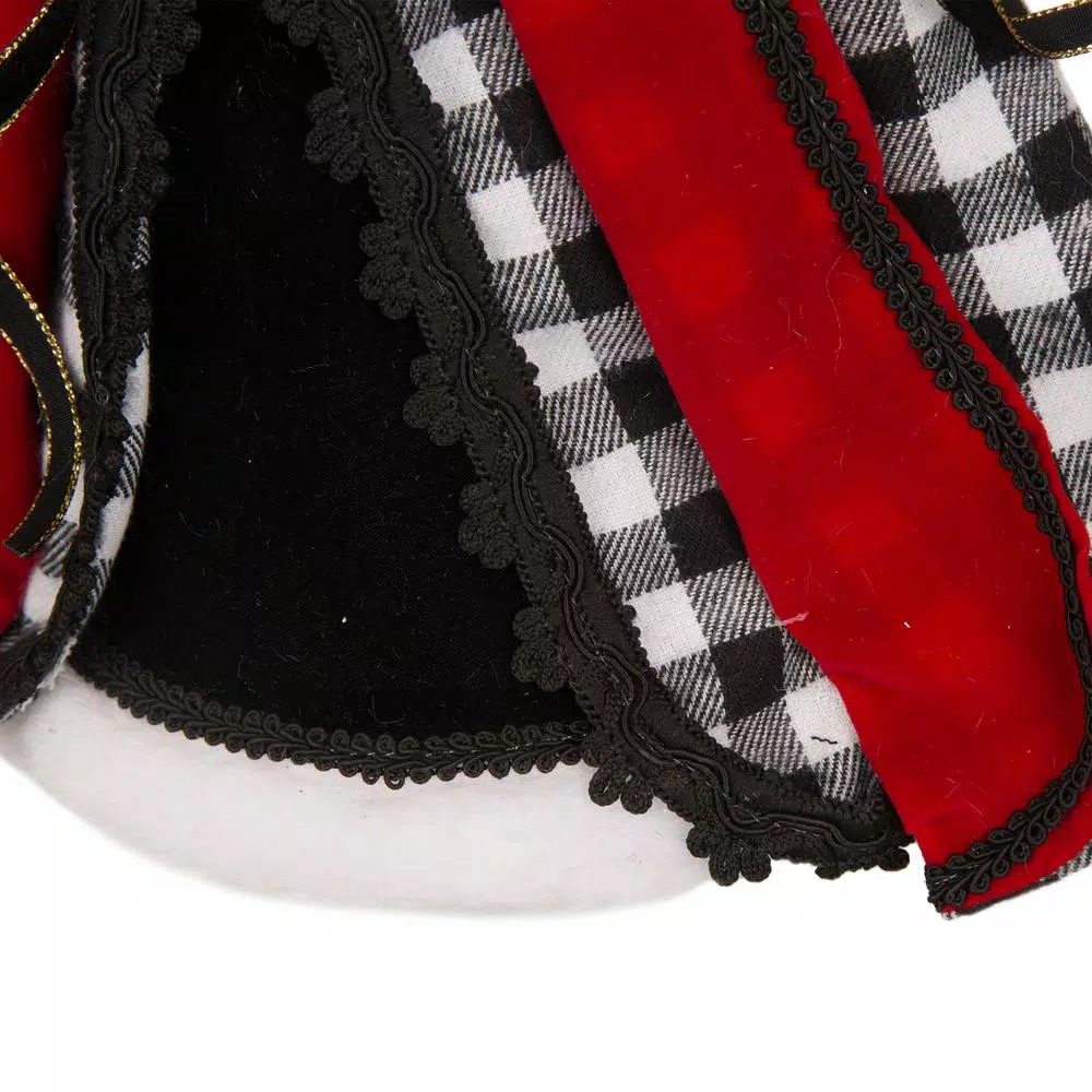 Glitzhome 12 In. H Black And White Plaid Angel Tree Top 4 Glitzhome 12 In. H Black And White Plaid Angel Tree Top - Image 4