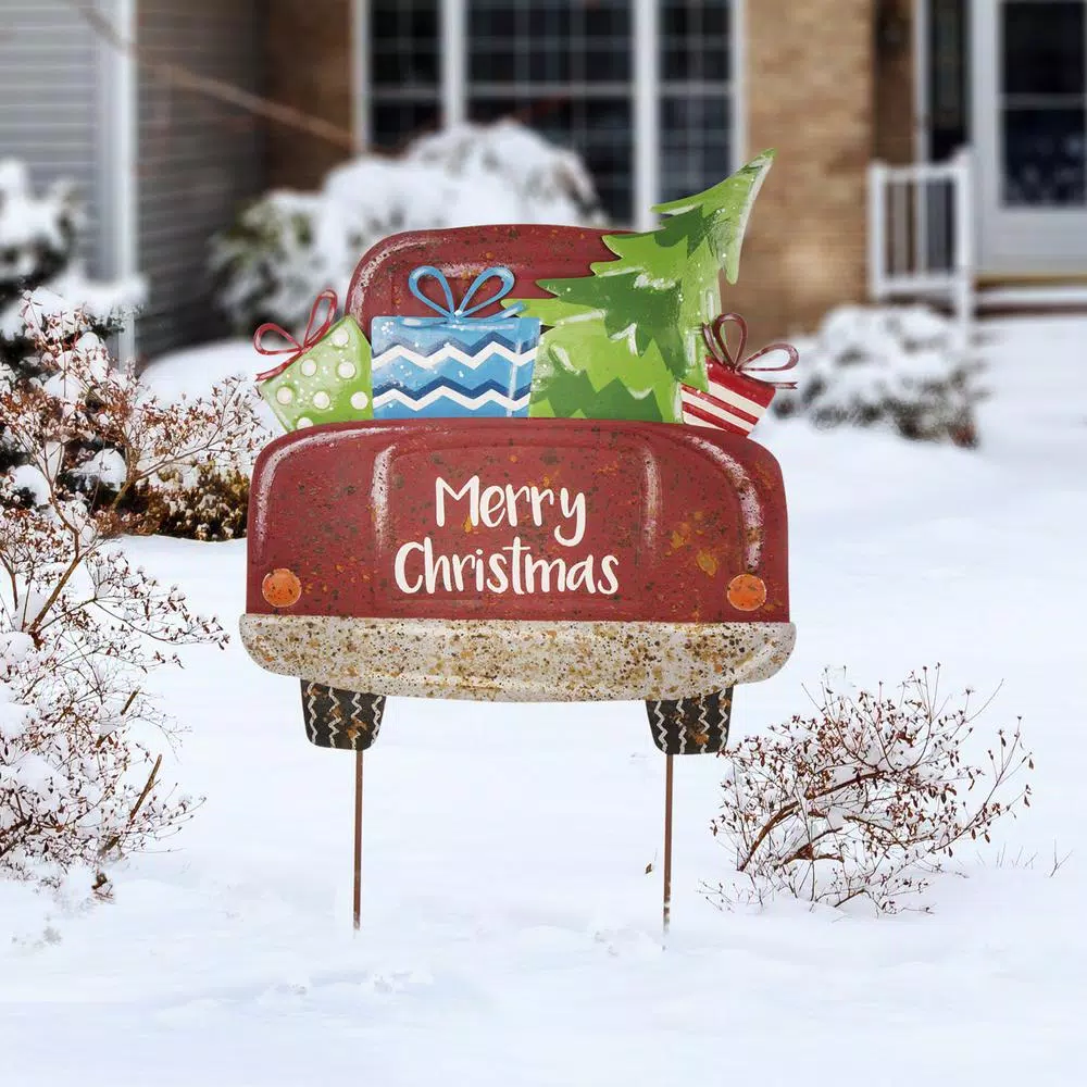 Glitzhome 31.89 In. H Rusty Metal Christmas Truck Yard Stake Or Standing Decor Or Wall Decor 8 Glitzhome 31.89 In. H Rusty Metal Christmas Truck Yard Stake Or Standing Decor Or Wall Decor - Image 8