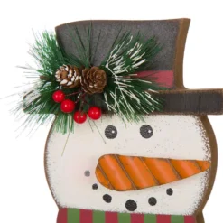 Glitzhome 6.50 In. H Wooden/Metal Snowman Head Stocking Holder -Christmas decorations shop glitzhome stocking holders 1124004095 4f 1000