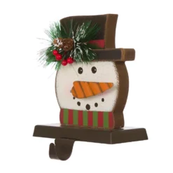 Glitzhome 6.50 In. H Wooden/Metal Snowman Head Stocking Holder -Christmas decorations shop glitzhome stocking holders 1124004095 c3 1000