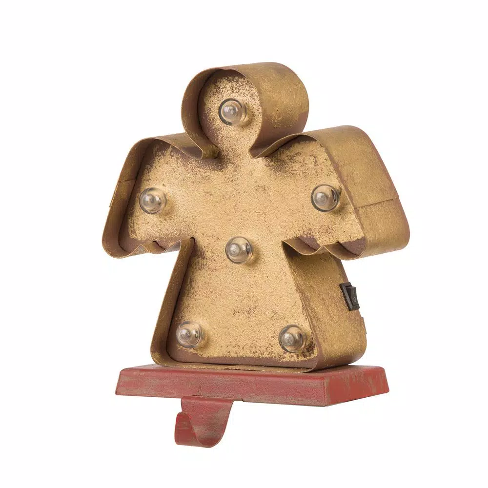 Glitzhome 7.48 In. H Marquee LED Angel Stocking Holder 2 Glitzhome 7.48 In. H Marquee LED Angel Stocking Holder - Image 2