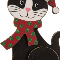 Glitzhome 7.76 In. H Wooden Metal Christmas Stocking Holder Cat 10 Glitzhome 7.76 In. H Wooden Metal Christmas Stocking Holder Cat -Christmas decorations shop glitzhome stocking holders 1124202627 1f 1000