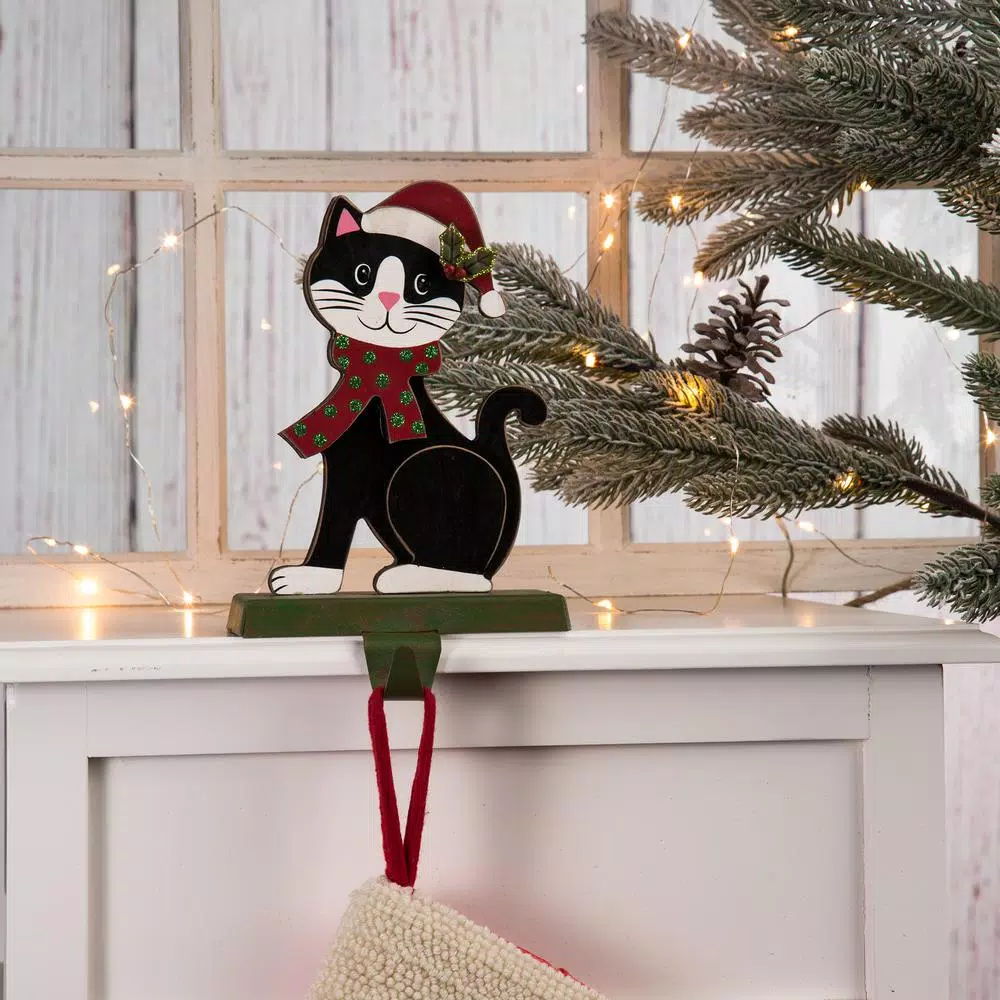 Glitzhome 7.76 In. H Wooden Metal Christmas Stocking Holder Cat 7 Glitzhome 7.76 In. H Wooden Metal Christmas Stocking Holder Cat - Image 7