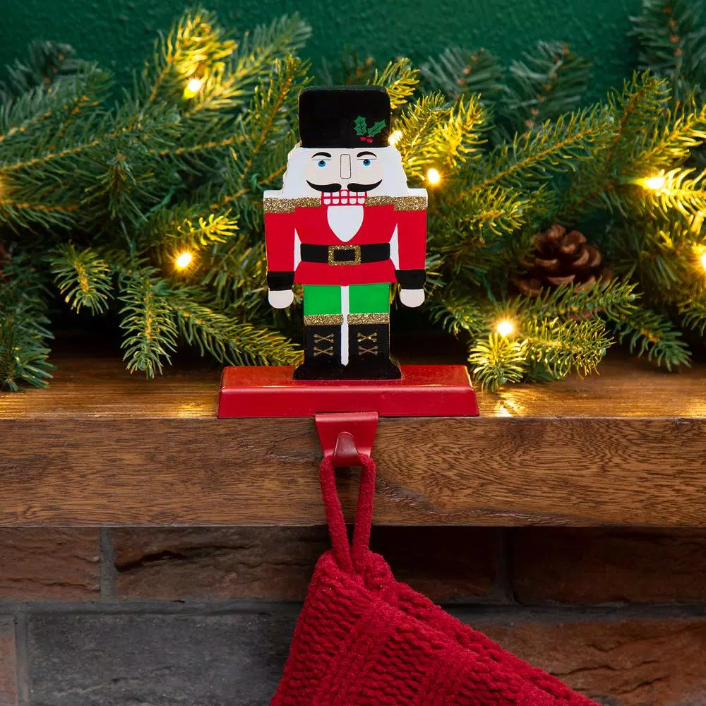 Glitzhome 7.00 In. H Wooden/Metal Nutcracker Stocking Holder 2 Glitzhome 7.00 In. H Wooden/Metal Nutcracker Stocking Holder - Image 2