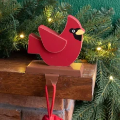 Glitzhome 6.3 In. L Wooden/Metal Cardinal Stocking Holder -Christmas decorations shop glitzhome stocking holders 2005000018 31 1000