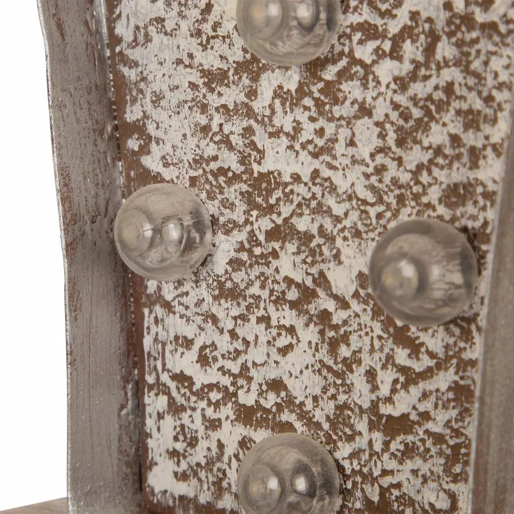 Glitzhome 7.50 In. H Marquee LED Wooden/Metal Giftbox Stocking Holder 3 Glitzhome 7.50 In. H Marquee LED Wooden/Metal Giftbox Stocking Holder - Image 3