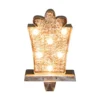 Glitzhome 7.50 In. H Marquee LED Wooden/Metal Giftbox Stocking Holder