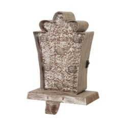 Glitzhome 7.50 In. H Marquee LED Wooden/Metal Giftbox Stocking Holder 14 Glitzhome 7.50 In. H Marquee LED Wooden/Metal Giftbox Stocking Holder -Christmas decorations shop glitzhome stocking holders gh1124202578 76 1000