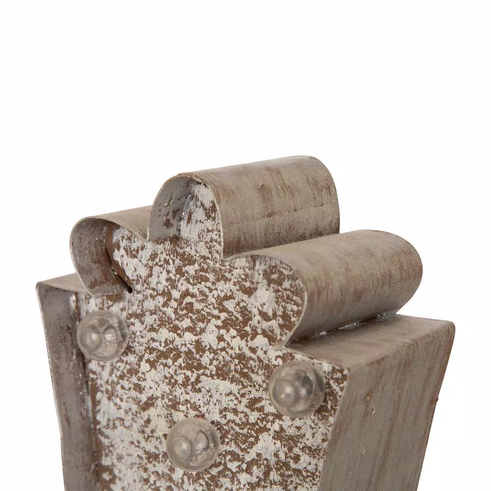 Glitzhome 7.50 In. H Marquee LED Wooden/Metal Giftbox Stocking Holder 2 Glitzhome 7.50 In. H Marquee LED Wooden/Metal Giftbox Stocking Holder - Image 2