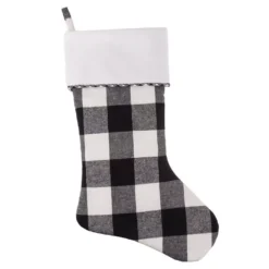 Haute Decor HangRight 18.7 In. Black And White Polyester Buffalo Check Stocking (4-Pack)