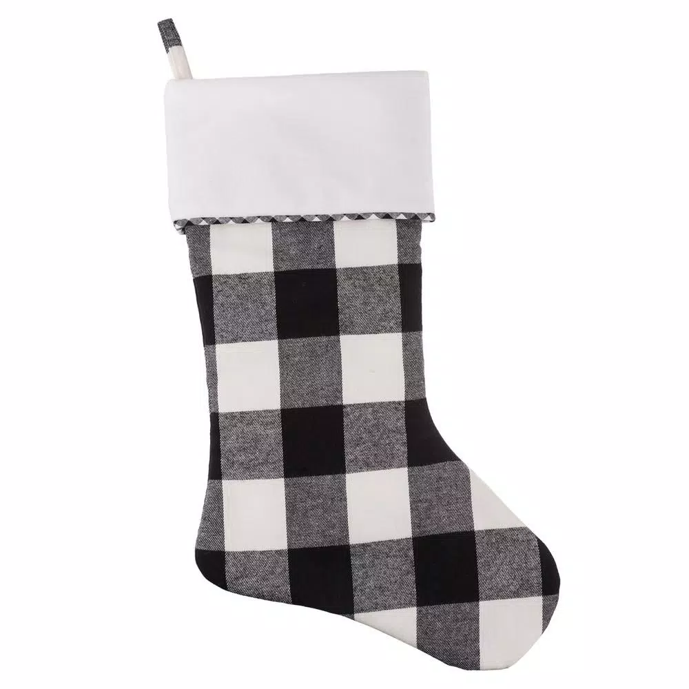Haute Decor HangRight 18.7 In. Black And White Polyester Buffalo Check Stocking (4-Pack) 1 Haute Decor HangRight 18.7 In. Black And White Polyester Buffalo Check Stocking (4-Pack)