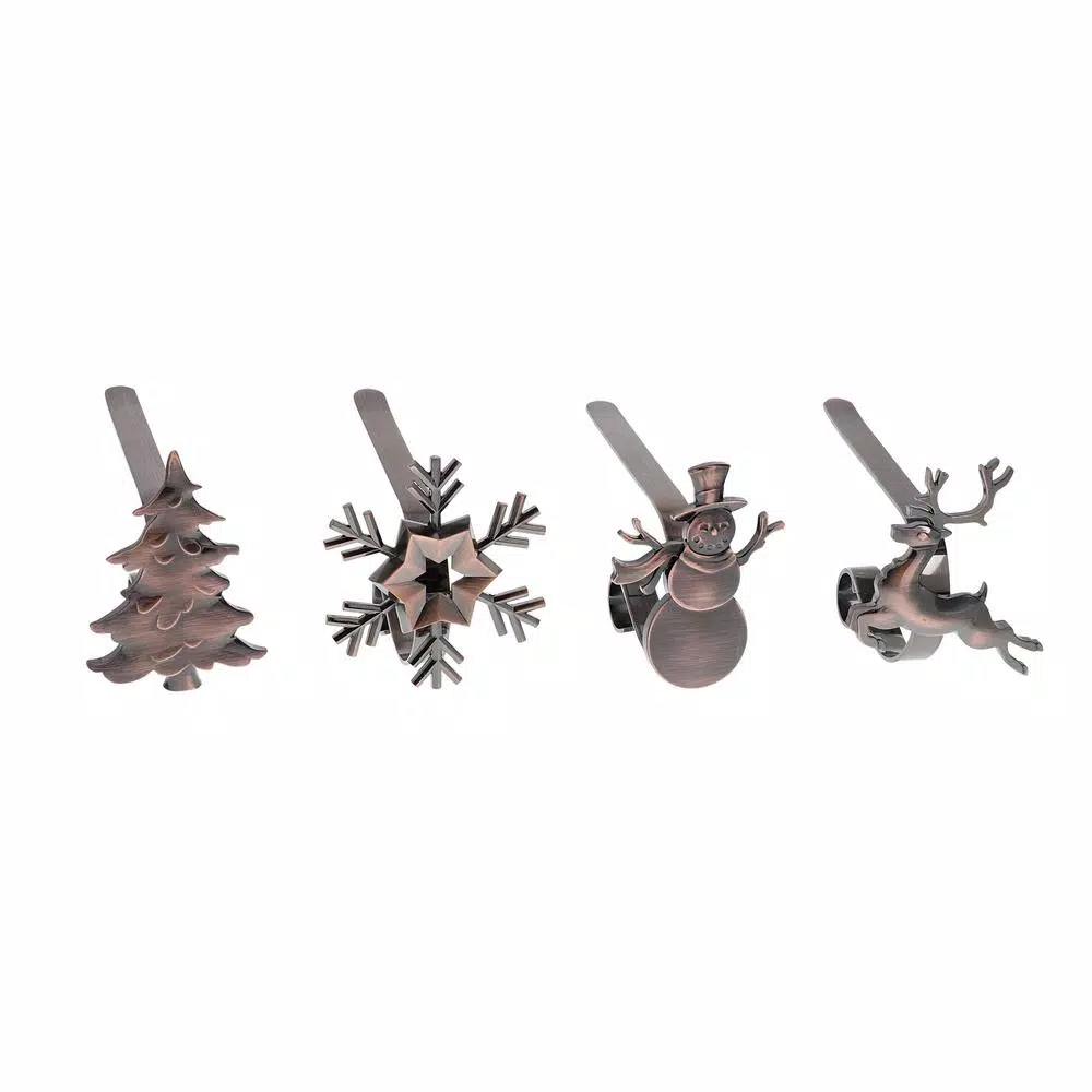 Haute Decor Oil-Rubbed Bronze MantleClip Stocking Holder With Assorted Holiday Icons (4-Pack) 1 Haute Decor Oil-Rubbed Bronze MantleClip Stocking Holder With Assorted Holiday Icons (4-Pack)