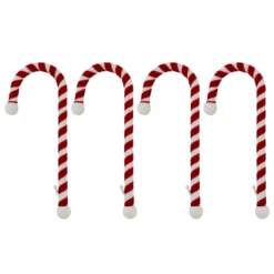 Haute Decor 9 In. Steel Core Red And White Candy Cane Stocking Holder (4-Pack)