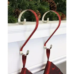 Haute Decor 6 In. Steel Red Glitter Stocking Scrolls Holders (2-Pack) 3 Haute Decor 6 In. Steel Red Glitter Stocking Scrolls Holders (2-Pack) -Christmas decorations shop haute decor stocking holders ss0258 31 1000