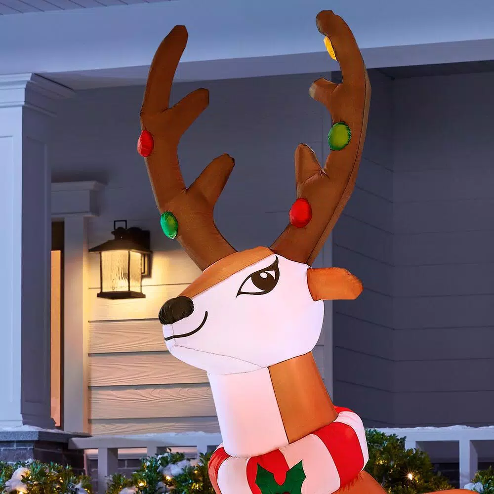 Home Accents Holiday 6 Ft. Inflatable Reindeer 3 Home Accents Holiday 6 Ft. Inflatable Reindeer - Image 3
