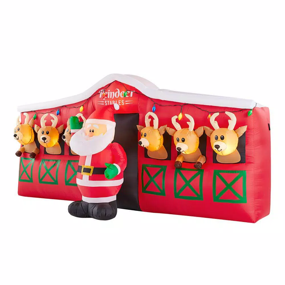 Home Accents Holiday 9 Ft Giant-Sized LED Inflatable Santa’s Stable With Reindeer 3 Home Accents Holiday 9 Ft Giant-Sized LED Inflatable Santa’s Stable With Reindeer - Image 3