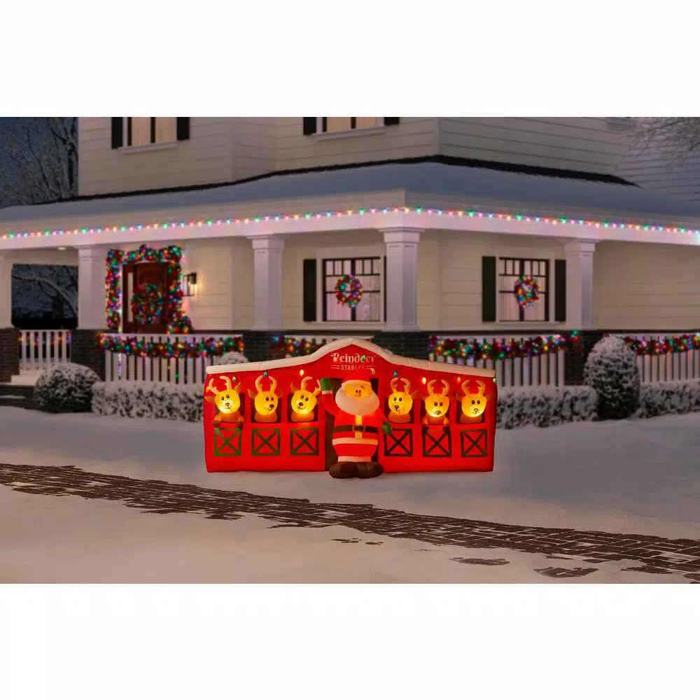 Home Accents Holiday 9 Ft Giant-Sized LED Inflatable Santa’s Stable With Reindeer 2 Home Accents Holiday 9 Ft Giant-Sized LED Inflatable Santa’s Stable With Reindeer - Image 2