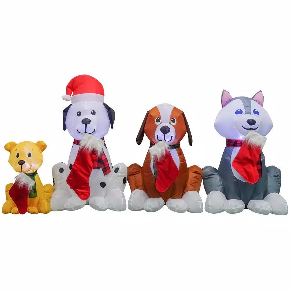 Home Accents Holiday 3.74 Ft. H X 7.5 Ft. W Inflatable Puppy Pals With Stockings 1 Home Accents Holiday 3.74 Ft. H X 7.5 Ft. W Inflatable Puppy Pals With Stockings