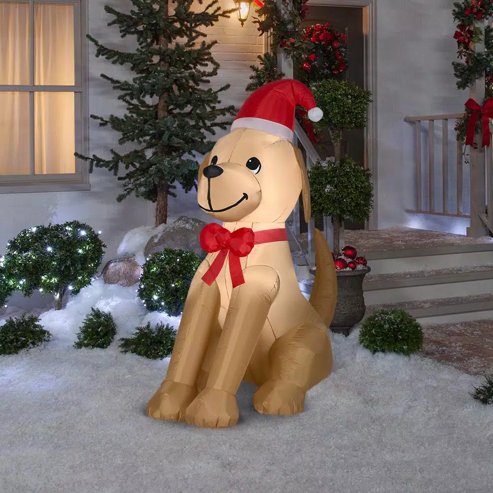 Home Accents Holiday 6 Ft. Inflatable Golden Retriever With Bow 2 Home Accents Holiday 6 Ft. Inflatable Golden Retriever With Bow - Image 2
