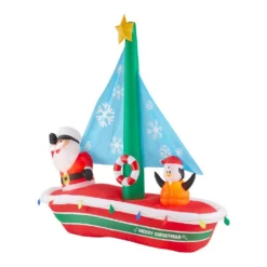 Home Accents Holiday 7 Ft. Pre-Lit LED Inflatable Santa In Sailboat Scene -Christmas decorations shop home accents holiday christmas inflatables 37335 40 1000
