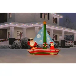 Home Accents Holiday 7 Ft. Pre-Lit LED Inflatable Santa In Sailboat Scene -Christmas decorations shop home accents holiday christmas inflatables 37335 e1 1000