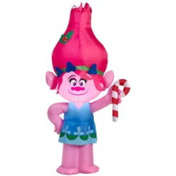 Home Accents Holiday 21.65 In. W X 12.99 In. D X 42.13 In. H Lighted Inflatable Poppy With Candy Cane