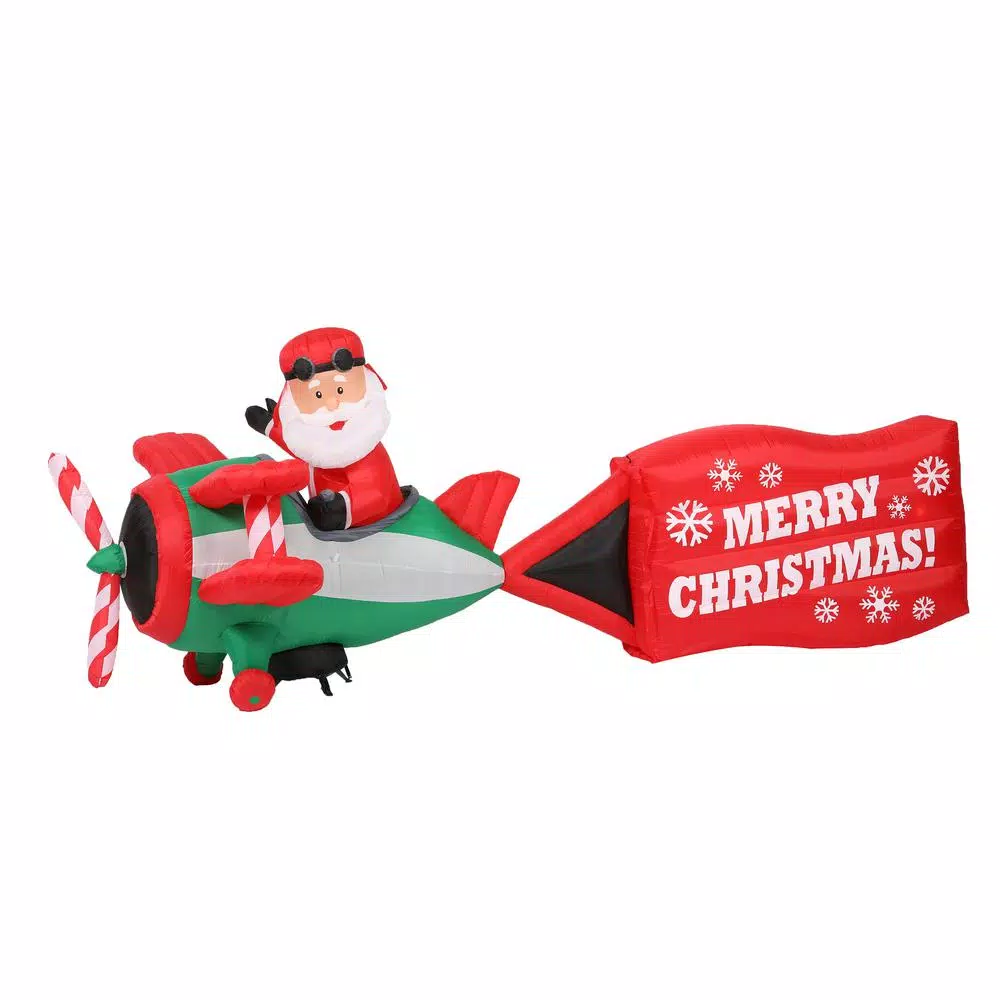 Home Accents Holiday 16 Ft. Inflatable Santa On Airplane 1 Home Accents Holiday 16 Ft. Inflatable Santa On Airplane