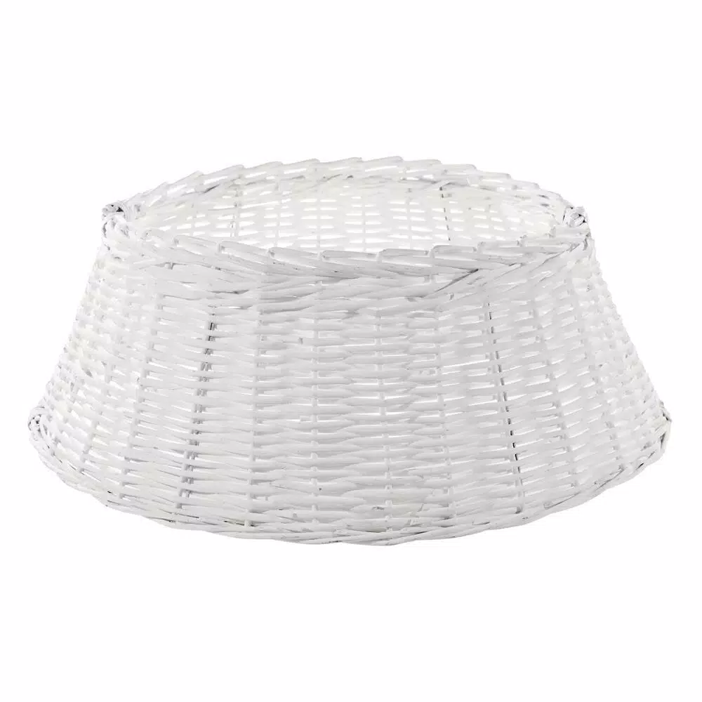 Home Accents Holiday 27 In. D White Wicker Christmas Tree Collar 1 Home Accents Holiday 27 In. D White Wicker Christmas Tree Collar