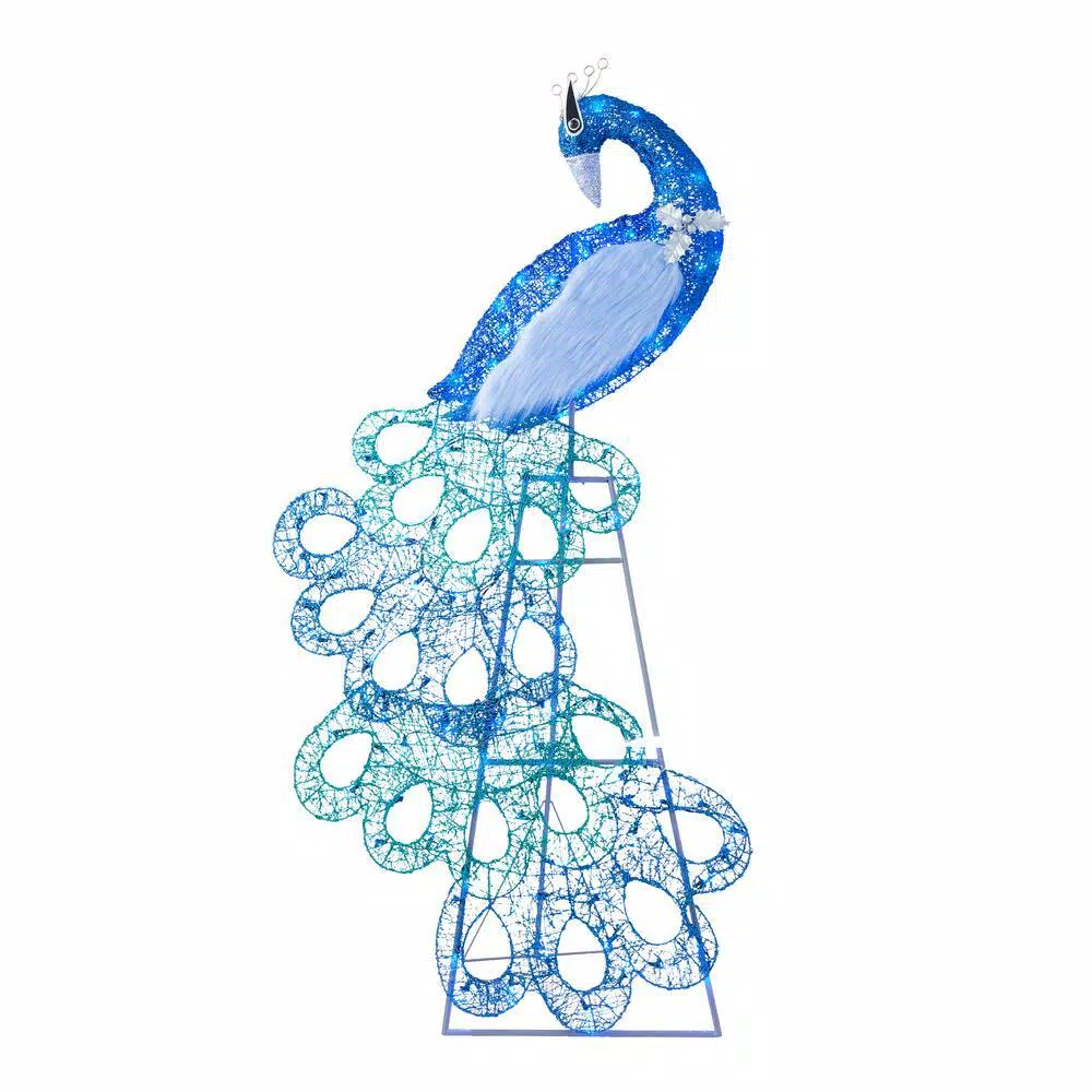 Home Accents Holiday 70 In 120-Light LED Blue Peacocl 1 Home Accents Holiday 70 In 120-Light LED Blue Peacocl