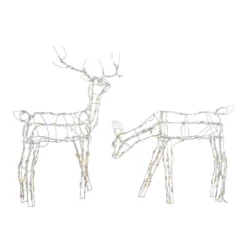 Home Accents Holiday 48 In. And 36 In. Pre-Lit LED White Wire Deer And Doe Set