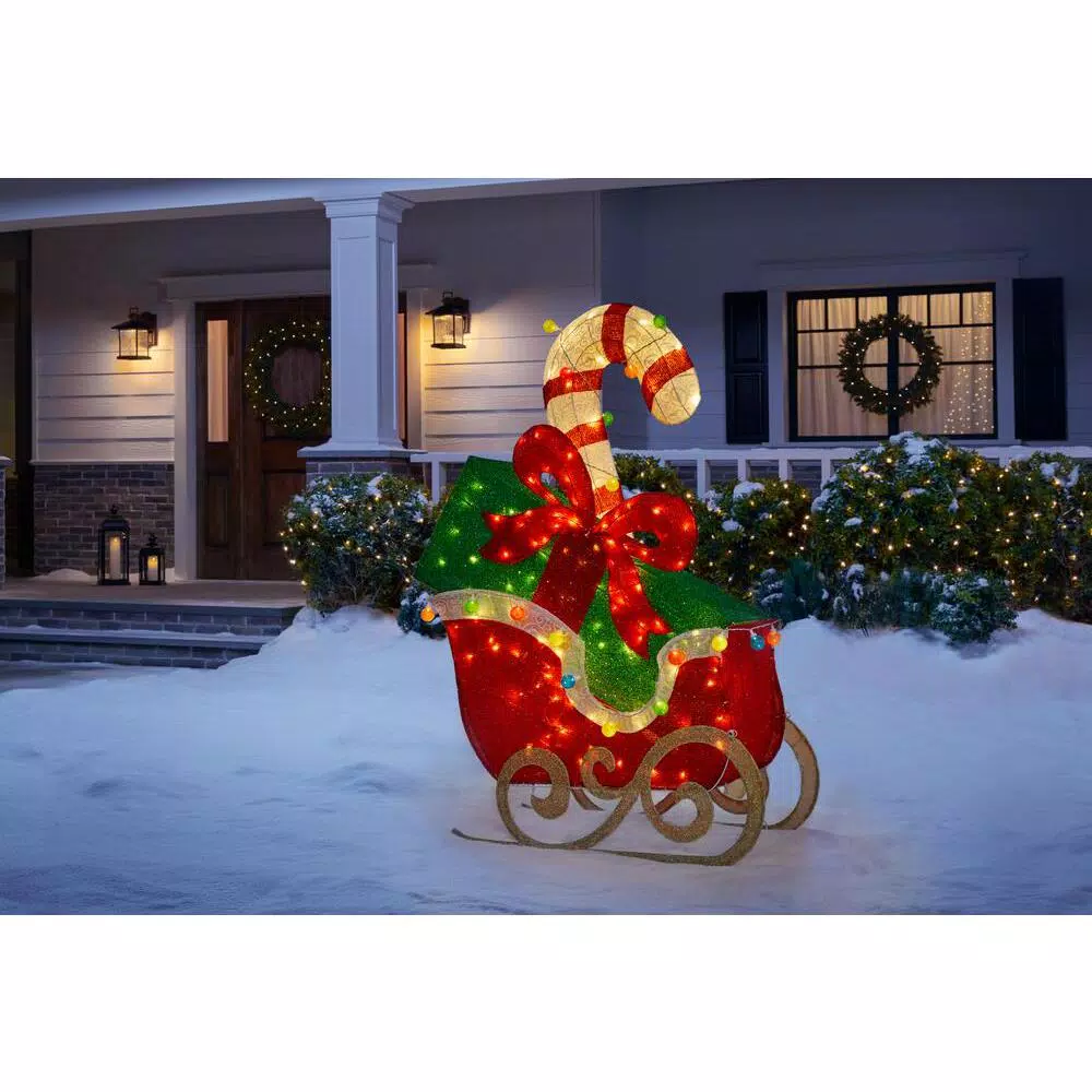 Home Accents Holiday 61 In Cool White 120-Light LED Sleigh With Presents 2 Home Accents Holiday 61 In Cool White 120-Light LED Sleigh With Presents - Image 2