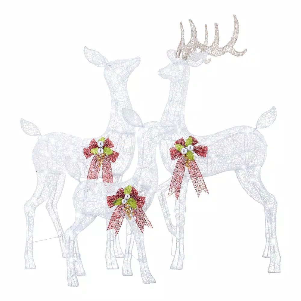 Home Accents Holiday 3-Piece Fantasleigh Outdoor Christmas Deer Family With LED Cool White Lights 1 Home Accents Holiday 3-Piece Fantasleigh Outdoor Christmas Deer Family With LED Cool White Lights