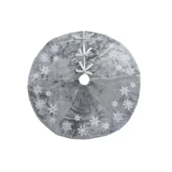 Manor Luxe 56 In. Snowflake Sequin Soft Plush Furry Round Christmas Tree Skirt In Grey