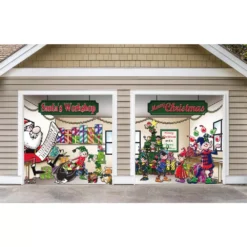 My Door Decor 7 Ft. X 8 Ft. Santa’s Workshop-Outdoor Holiday 2-Car Split Garage Door Decor Mural For Split Car Garage, 2-Graphic Kit -Christmas decorations shop my door decor christmas flags 285901xmas 003 c3 1000