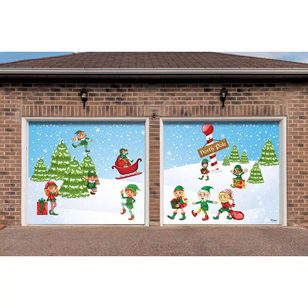 My Door Decor 7 Ft. X 8 Ft. North Pole Elves-Christmas Garage Door Decor Mural For Split Car Garage 3 My Door Decor 7 Ft. X 8 Ft. North Pole Elves-Christmas Garage Door Decor Mural For Split Car Garage - Image 3