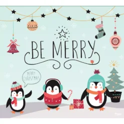 My Door Decor 7 Ft. X 8 Ft. Merry Penguins-Christmas Garage Door Decor Mural For Single Car Garage