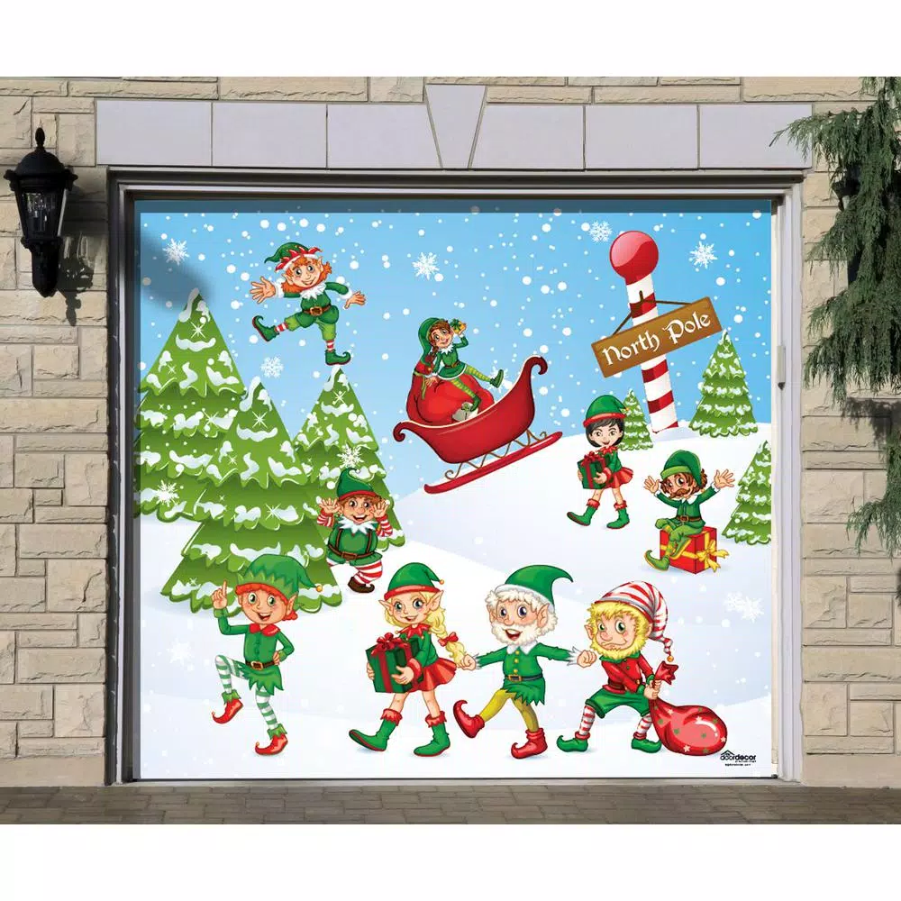 My Door Decor 7 Ft. X 8 Ft. North Pole Elves-Christmas Garage Door Decor Mural For Single Car Garage 2 My Door Decor 7 Ft. X 8 Ft. North Pole Elves-Christmas Garage Door Decor Mural For Single Car Garage - Image 2