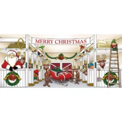 My Door Decor 7 Ft. X 16 Ft. Huge Santa’s Reindeer Barn Christmas Garage Door Decor Mural For Double Car Garage