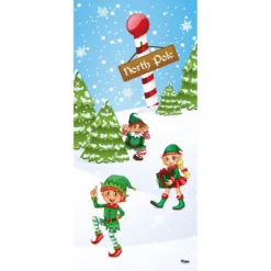 My Door Decor 36 In. X 80 In. North Pole Elves-Christmas Front Door Decor Mural