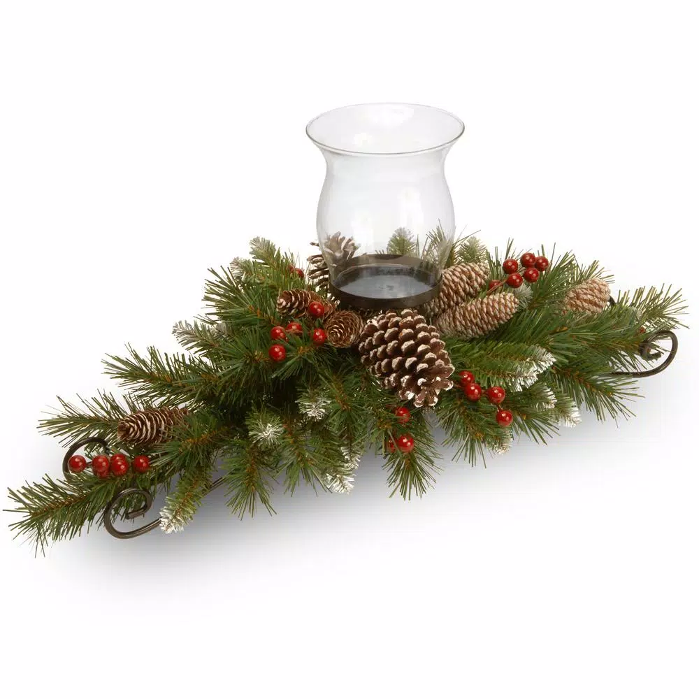 National Tree Company 30 In. Frosted Berry Centerpiece And Candle Holder 1 National Tree Company 30 In. Frosted Berry Centerpiece And Candle Holder