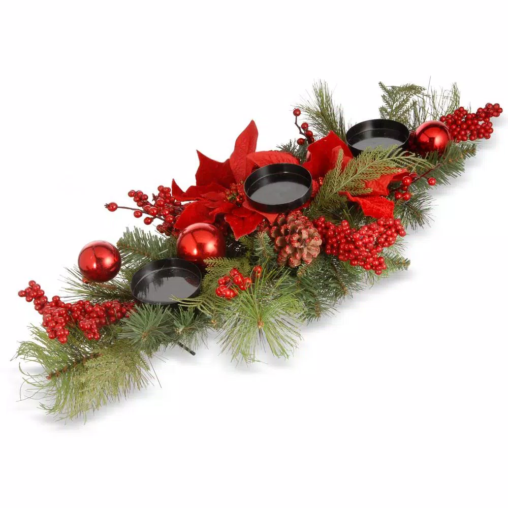 National Tree Company 28 In. Christmas Candleholder Centerpiece 1 National Tree Company 28 In. Christmas Candleholder Centerpiece