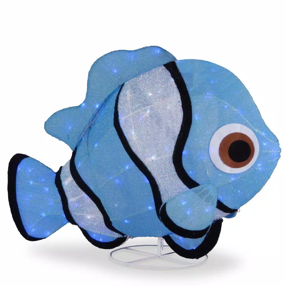 National Tree Company 38 In. Tinsel Fabric Blue Fish With Cool White LED 1 National Tree Company 38 In. Tinsel Fabric Blue Fish With Cool White LED