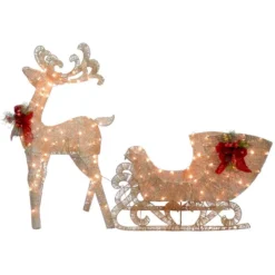 National Tree Company 48 In. Reindeer And Santas Sleigh With LED Lights