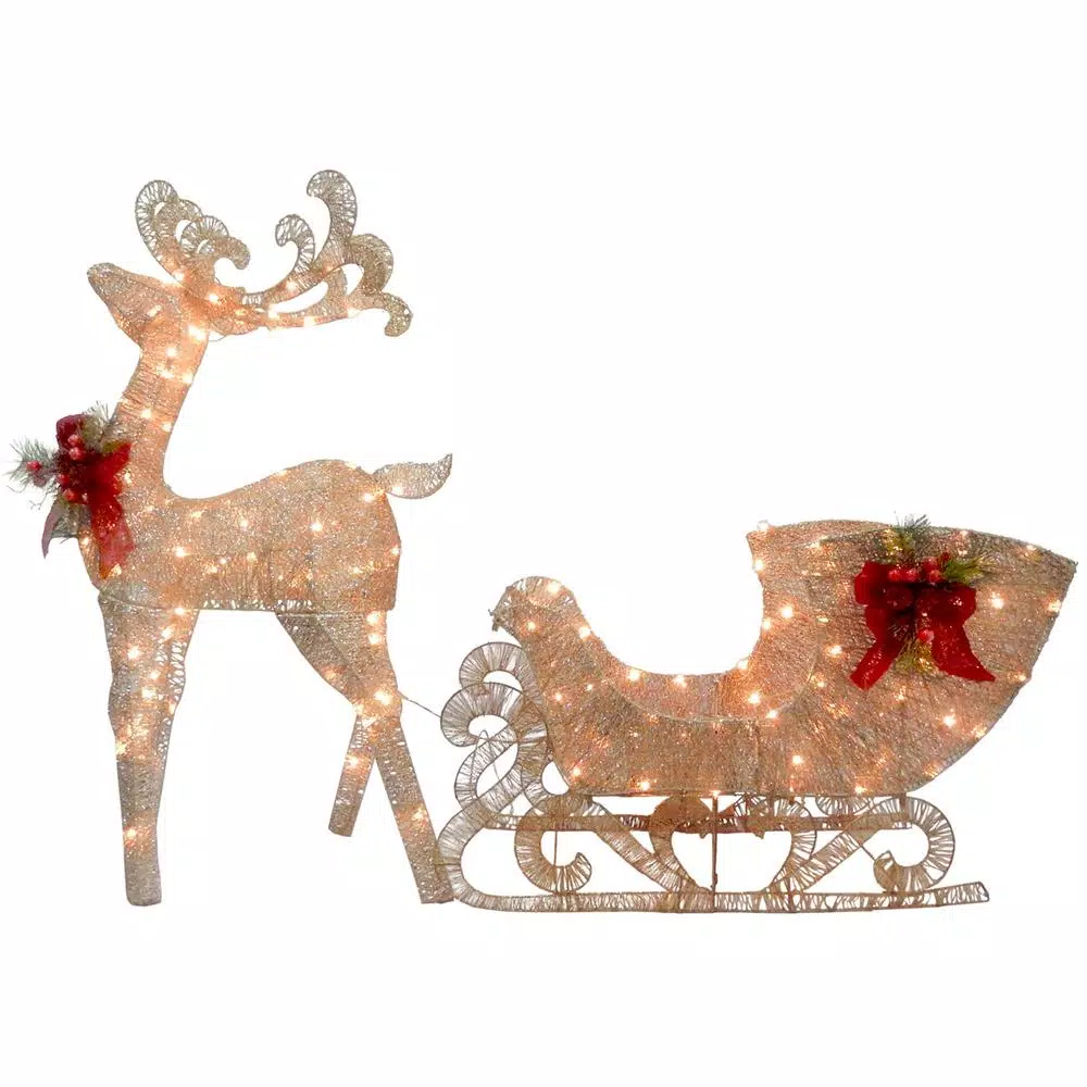National Tree Company 48 In. Reindeer And Santas Sleigh With LED Lights 1 National Tree Company 48 In. Reindeer And Santas Sleigh With LED Lights